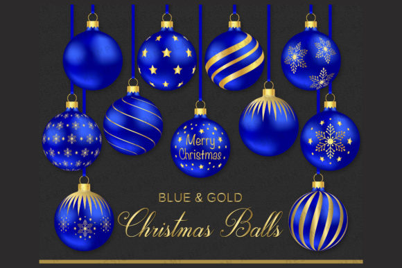 Blue and Gold Christmas Balls Clipart & Illustrations Review