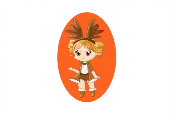 Chibi Christmas with Deer Costume: Festive Illustrations