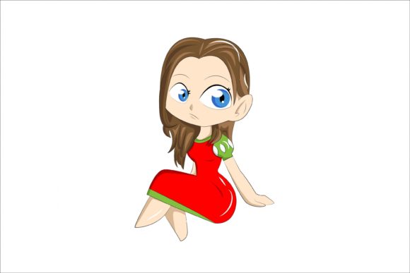 Chibi Girl with Christmas Dress: Festive Illustrations