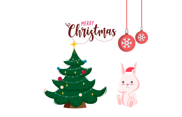 Christmas Animal Rabbit Illustration: Festive Design Assets