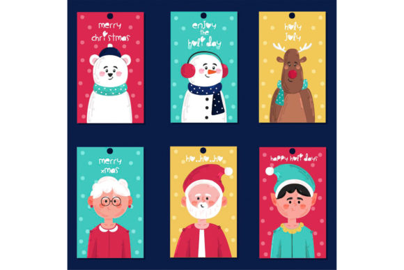 Christmas Badges Illustrations for Crafters