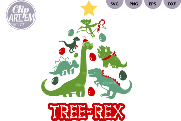 Christmas Dino Tree: Fun Illustrations for Brands