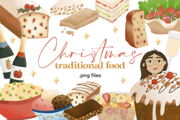 Christmas Food Clipart Set: Festive Illustrations