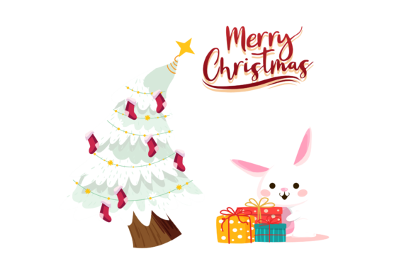Christmas Rabbit Vector: Festive Illustrations for Design