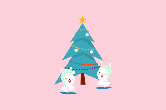 Christmas Rabbits Merry Christmas Design: Festive Illustrations