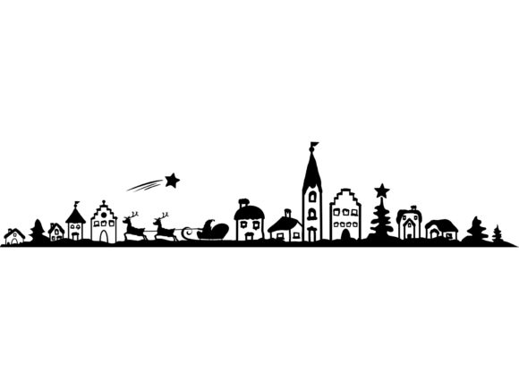 Christmas Silhouette Village: Premium Illustrations