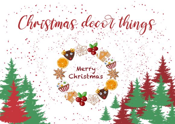 Christmas Spice and Cookie Wreath Round: Festive Illustrations