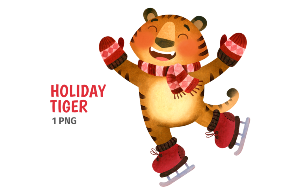 Christmas Tiger Ice Skating Clipart Review