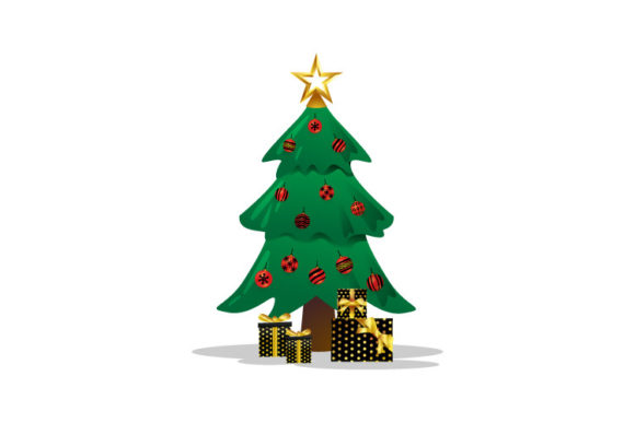 Christmas Tree with Gift Box: Festive Illustrations