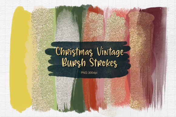 Christmas Vintage Brush Strokes Clipart: Illustrations