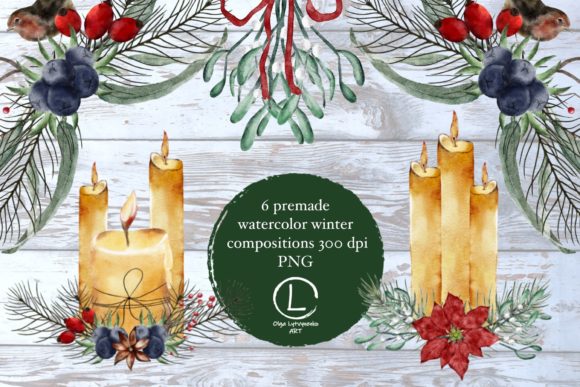 Christmas Watercolor Compositions PNG: Festive Illustrations