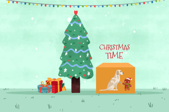 Cute Dog Christmas Illustrations for Crafters