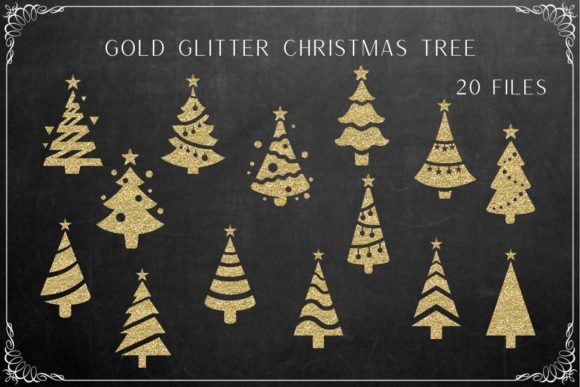 Gold Glitter Christmas Tree Illustrations Review