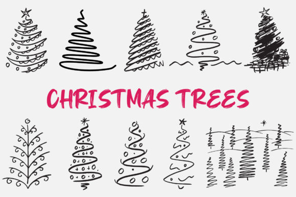 Line Art Christmas Trees: Elegant Illustrations