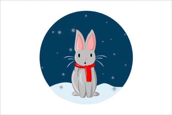 Rabbit with Red Scarf in Christmas Illustrations