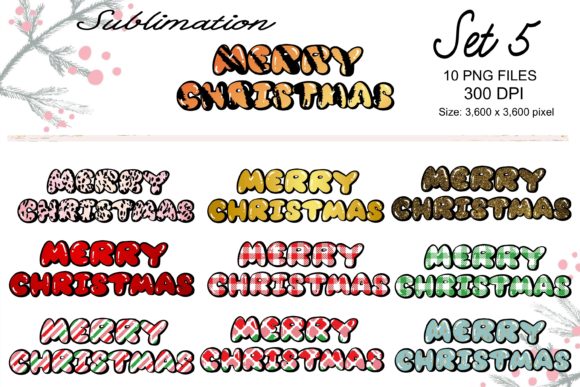 Sublimation Merry Christmas Set 5: Festive Illustrations
