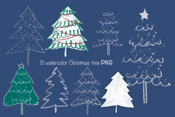 Watercolour Christmas Pine Tree Elements Review